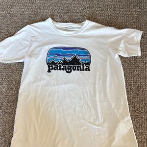 Patagonia White and Blue Graphic Tee